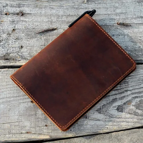 Vista 5 de JJNUSA Funda compatible con Rocketbook Mini Cover Smart Business hecha a mano de cuero genuino envejecido, funda para cuaderno portátil para Marrón