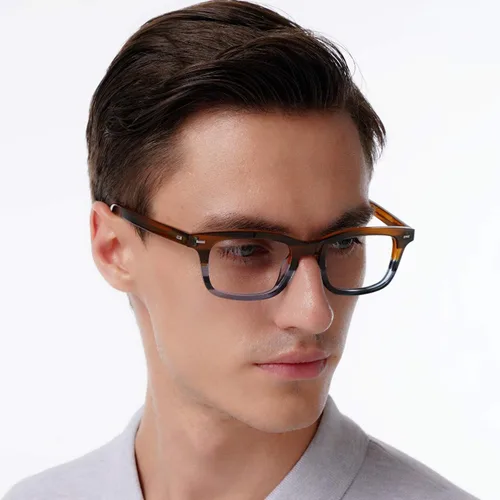 Vista 2 de Gafas de acetato para hombres mujeres sin receta gafas rectángulo única moda gafas marco grueso
