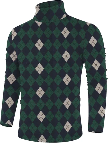 Vista 30 de Poriff - Suéter de cuello de tortuga térmico, de punto, liviano, casual, con corte entallado, para hombre Albaricoque