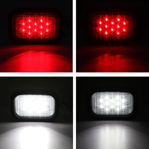Vista 3 de Partswcgg Juego de 6 luces LED rectangulares de 5 x 3 pulgadas para freno/giro/cola/freno y respaldo de marcha atrás para camión, remolque, luces