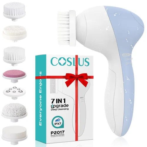Vista 14 de COSLUS Cepillo de Limpieza Facial de Silicona: Dispositivo de Masaje Exfoliante Eléctrico 2 en 1 FBS-D, a prueba de agua, limpieza profunda