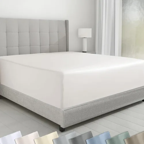 Vista 11 de California Design Den - Sábana bajera ajustable de algodón de 600 hilos, con bolsillo profundo elástico