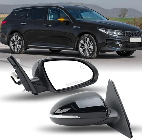 Vista 18 de Espejo lateral del conductor compatible con espejos Kia Optima 2011 2012 2013 con luz intermitente, vidrio eléctrico, plegado manual, repuesto Negro