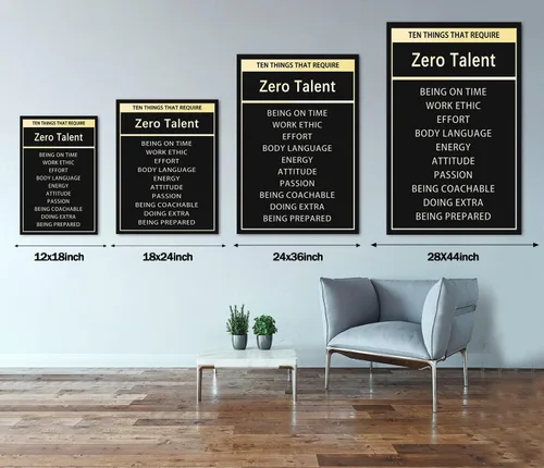 Vista 5 de Arte de pared inspirador – Póster de diez cosas que requieren cero talento, citas positivas, impresiones en lienzo motivacionales, decoración