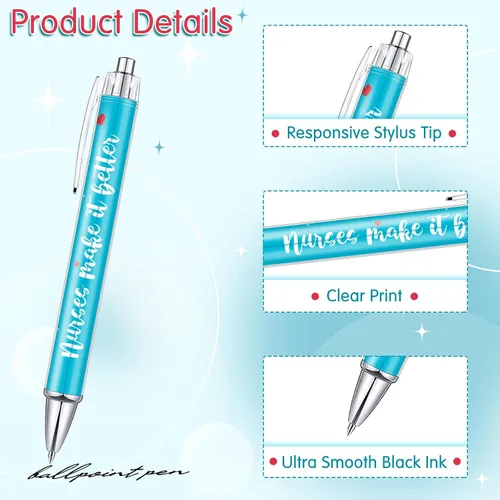 Vista 2 de Geyee - Bolígrafos de enfermera, bonitos bolígrafos retráctiles para enfermera, bolígrafos de enfermería de tinta divertida, para asistentes