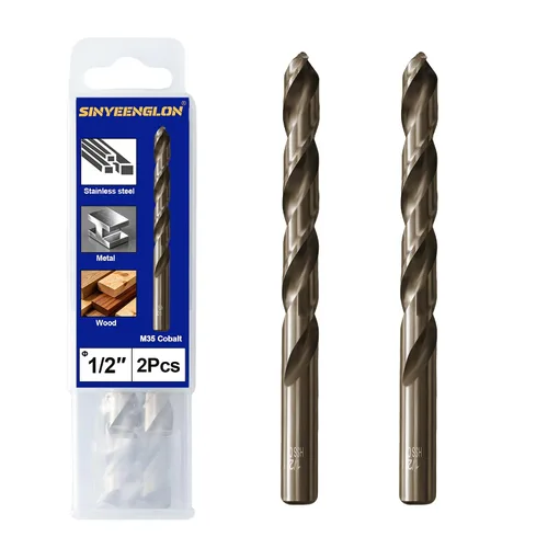 Vista 16 de 1inch Drill Bit for Metal and Hardened Steel, M35 Cobalt 1/2 Inch Reduced Shank Industrial Grade Heavy Duty Drill Bit, with Index Storage Case