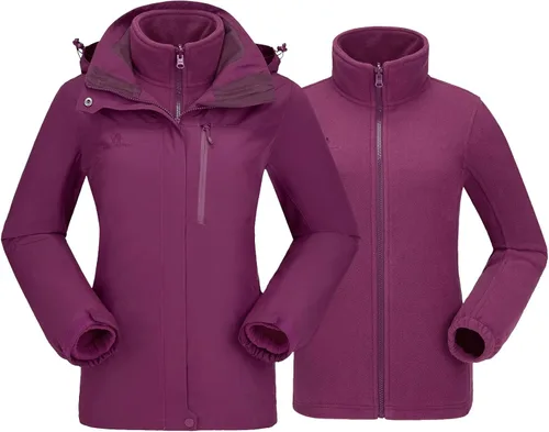 Vista 32 de CAMEL CROWN Chaqueta de esquí impermeable 3 en 1 para mujer, abrigo de invierno rompevientos, chaquetas de snowboard para lluvia, nieve, senderismo