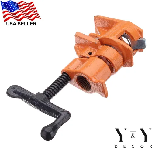 Vista 6 de Y&Y Decor Paquete de 4 abrazaderas de tubo de 3/4 pulgadas para pegar madera, hierro fundido resistente, herramientas profesionales para carpintería