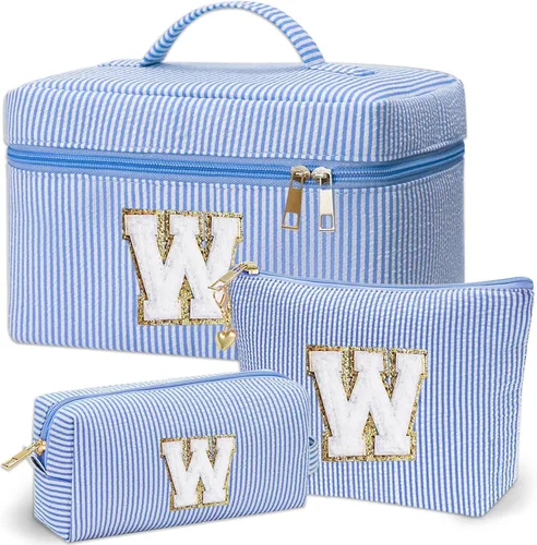 Vista 28 de Bolsa de maquillaje Adoryoung 3 piezas rosa+azul, Azul, A