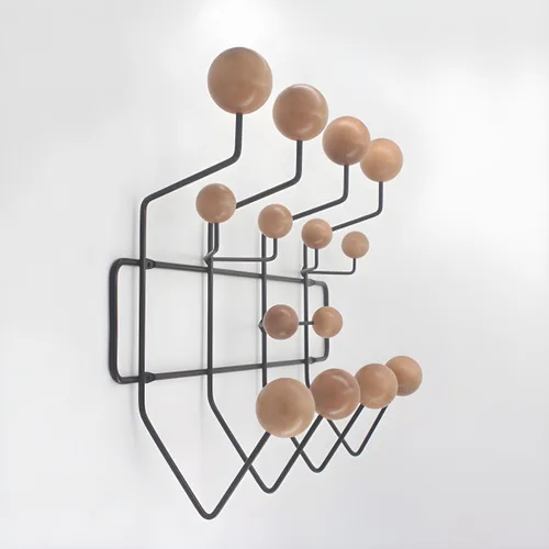 Vista 16 de Industrial Hooks Punch-Free Metal Wall-Mounted Coat Rack with Wood Ball Decoration Iron Coat Rack with Solid Wood Ball Wall Coat Hook Metal Simple