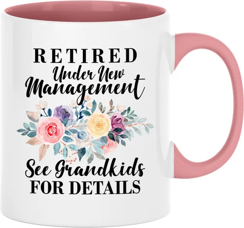 Vista 4 de Taza de jubilación para mujer, taza de feliz jubilación para compañera de trabajo, taza divertida para abuela jubilada de nietos 11 onzas