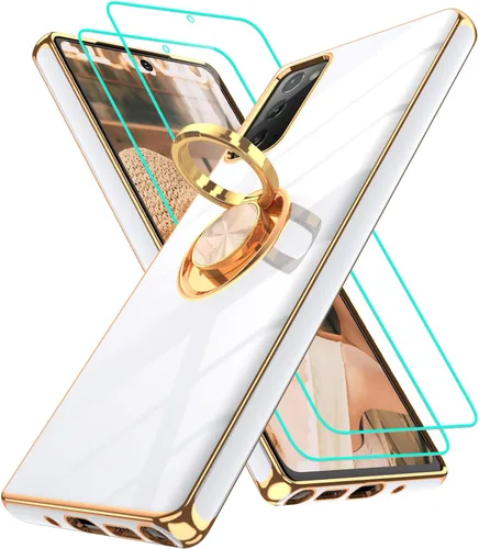Vista 298 de Funda para Motorola Moto G 5G 2024: Funda Moto G Play 5G 2024 con 2 piezas de protectores de pantalla, soporte de anillo de rotación de 360°