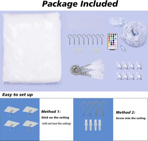 Vista 7 de Obrecis - Dosel de cama blanco con luces de estrella para niñas, cortinas de cama de princesa de 8 esquinas con 100 luces LED en forma de estrella