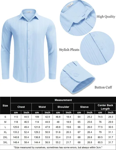 Vista 6 de COOFANDY Camisa cubana de lino guayabera con botones y manga larga para hombre