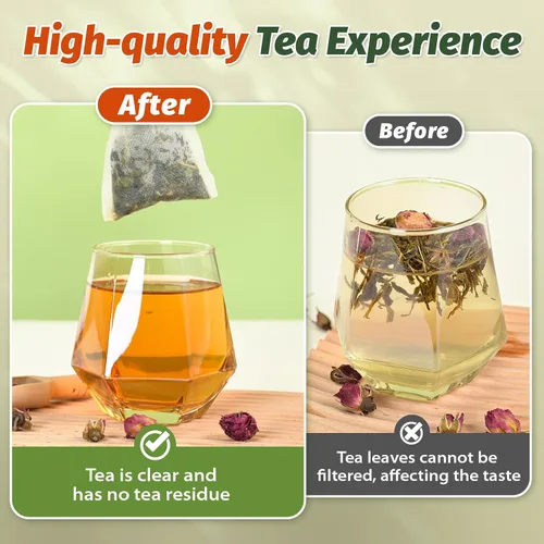 Vista 3 de 100 bolsas de té desechables para té de hojas sueltas, bolsas de filtro de té vacías con cordón de algodón, bolsitas infusoras de té rellenables