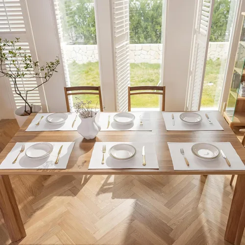 Vista 146 de Demetex - Juego de 4 manteles individuales de mesa de estilo rústico, resistentes al calor, de lino, lavables, de tela, manteles individuales