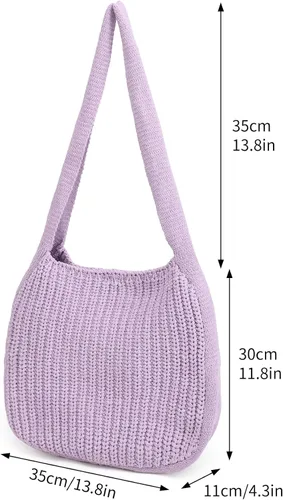 Vista 2 de ENBEI Bolsos de hombro para mujer Bolsos de ganchillo Bolso de punto grande Bolso de mano estético para la escuela lindo Bolsas de mano Bolsa
