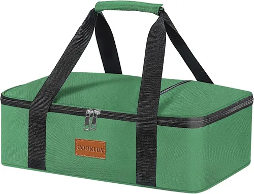 Vista 12 de Porta cazuelas aislada de 9x13 pulgadas, nylon duradero, porta cazuelas a prueba de fugas, porta cazuelas para alimentos fríos o calientes (negro)