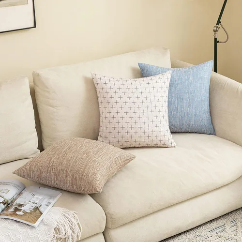 Vista 186 de MIULEE - Juego de 2 fundas de almohada decorativas de lino de arpillera navideñas, modernas, estilo campestre, rústicas, tejidas, con textura