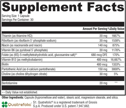 Vista 7 de XYMOGEN Complejo de vitamina B, vitaminas B activadas por B-Activ, 30