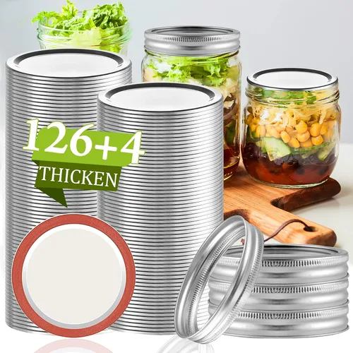 Vista 8 de Aliggbent 160 Pcs Tapas de Enlatado de Boca Regular 70MM Tapas Herméticas de Tipo Separable para Tarros Mason de Boca Regular, Tapas de Enlatado a