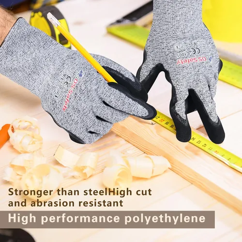 Vista 5 de Guantes resistentes a los cortes con extremadamente ligeros y finos guantes de metal de alambre de nivel 5 para trabajo refinado, 12 pares