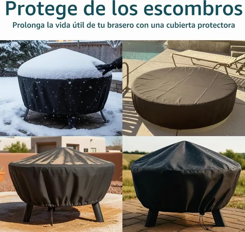 Vista 3 de Sunnydaze - Cubierta redonda para hoguera de 30 pulgadas, cubierta para hogueras al aire libre, PVC resistente a la intemperie con cierre de cordón