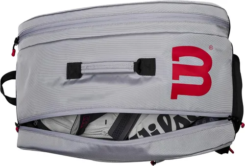 Vista 8 de WILSON Super Tour - Bolsa de pickleball con capacidad para hasta 3 paletas, gris/rojo/negro