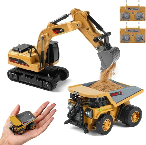Vista 11 de BRRRRT 1/64 RC Bulldozer juguete, vehículos de construcción RC de proporción completa soporta empuje, levantamiento, movimiento, aleación de carga