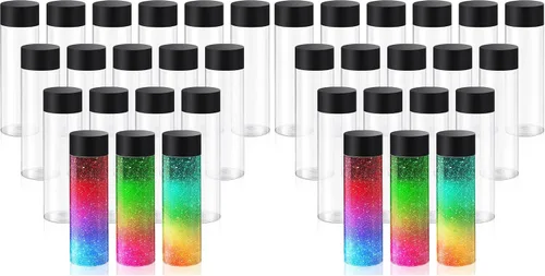 Vista 7 de Tanlade - 24 piezas de botellas de plástico transparentes vacías, botellas sensoriales con tapas, de plástico PET, reutilizables, a prueba de fugas