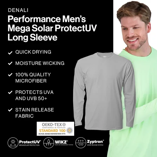 Vista 5 de Denali Performance Teaser playera manga larga con mega protección solar UV UPF 50+ para hombre