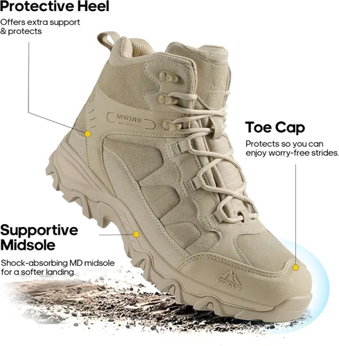 Vista 45 de NORTIV 8 - Botas de senderismo impermeables para hombre, zapatos de montañismo ligeros para exteriores