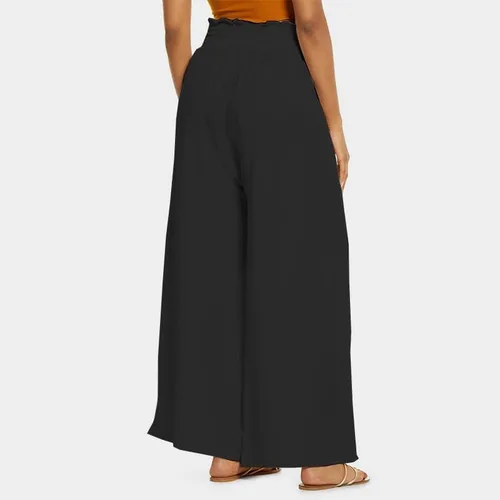 Vista 3 de Womens Wide Leg Pants High Waisted Casual Flowy Fall Loose Comfy Trousers Elastic Drawstring Waist with Pockets