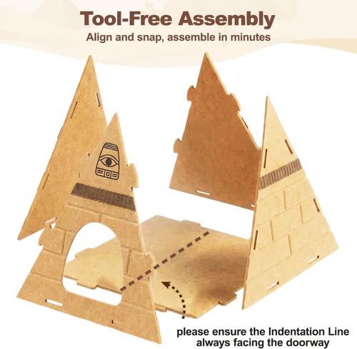 Vista 8 de Cueva para gatos, diseño piramidal de fieltro para gatos de interior Scratch-Resistant & Foldable Cat House, Calming Sleeping Hideaway, Pharaoh