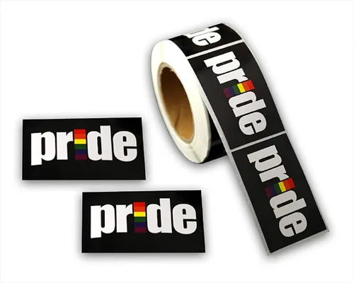 Vista 5 de Pegatinas de bandera bisexual para el mes del orgullo - Venta al por mayor Bi-Pride en un rollo (2 rollos - 500 calcomanías)