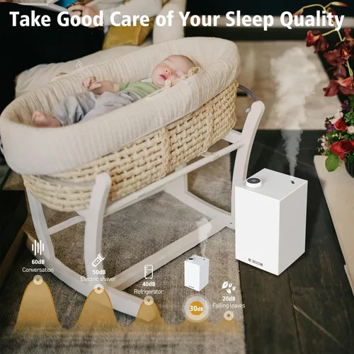Vista 6 de Humidificador de acero inoxidable, humidificadores de niebla fría con solo 3 piezas, fácil de limpiar, humidificador de llenado superior