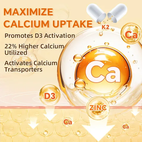 Vista 5 de ZEBORA Vitamina D3 K2 con zinc y selenio - 5000 UI de vitamina D3, 100 Mcg MK7 Vitamina K2 para una máxima absorción, apoya huesos, dientes