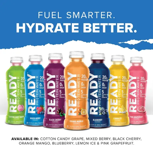 Vista 6 de Ready Protein Water - Agua con 0.53 onzas (15 g) de proteínas de suero de leche, sin azúcar, 12 unidades, 16.9 onzas líquidas cada una.