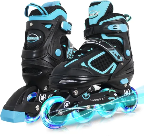 Vista 10 de MammyGol Adjustable Inline Skates for Kids Boys Girls Youth Beginner with Light up Wheels Ages 4-16