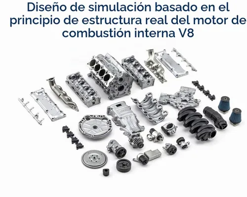 Vista 5 de ZOSTER V8 Modelo de motor de combustión interna MAD RC Simulación Dinámica Kit Versión Modelo de motor para AX90104 SCX10Ⅱ Capra VS4-10 Pro/Ultra