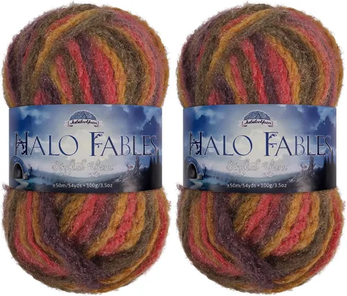 Vista 31 de JubileeYarn Halo Fables Yarn - 100g/Skein Bulky Polyester - North Wind Sun - 2 Skeins