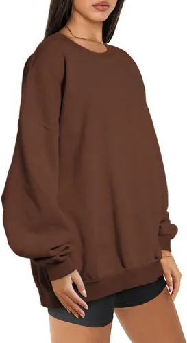 Vista 2 de Trendy Queen Sudaderas de gran tamaño para mujer, sudaderas con capucha de forro polar con cuello redondo, suéteres cómodos, ropa de otoño e