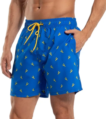 Vista 3 de Satankud Men's Swim Trunks Quick Dry Swim Shorts UPF 50+ Beachwear Boardshorts with Mesh Lining and Pockets