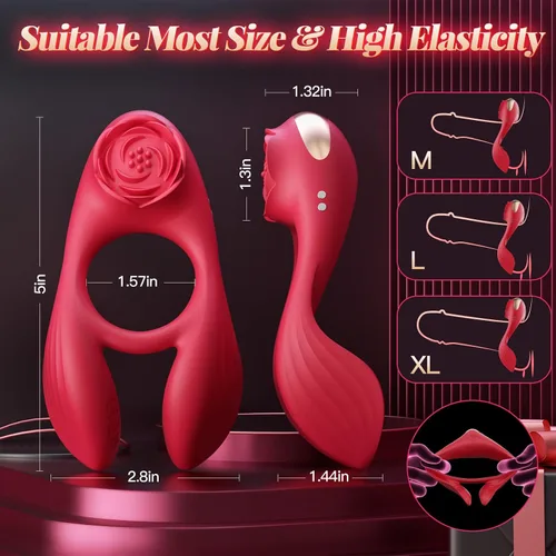 Vista 5 de Anillo Vibrador para el Pene para Parejas, Juguete Sexual para Hombres y Mujeres, Anillo de Pene Masculino Funda de Silicona Juguetes para Adultos