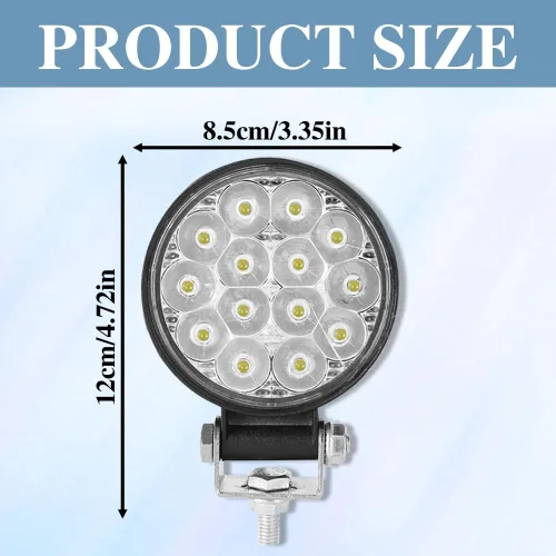 Vista 2 de Barra de luz LED redonda, 4.5 pulgadas, 140 W, 14000 lúmenes, luz de inundación todoterreno, foco todoterreno antiniebla para conducción, barra
