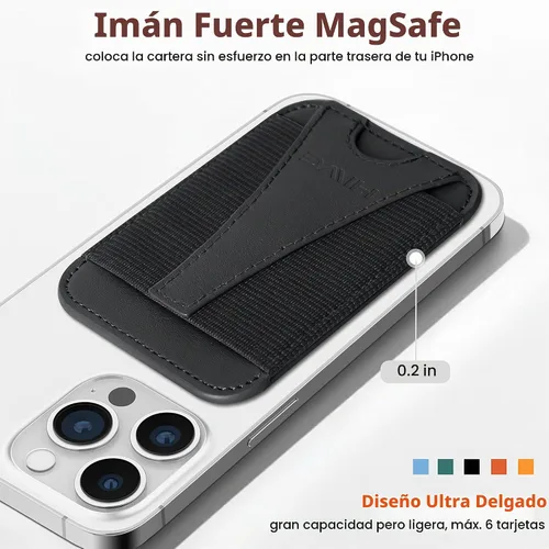 Vista 9 de HiWe Cartera Magsafe, cartera magnética Eiffel-Tower para iPhone serie 16/15/14/13/12, cartera de cuero, compatible con 6 tarjetas, delgado, bloqueo