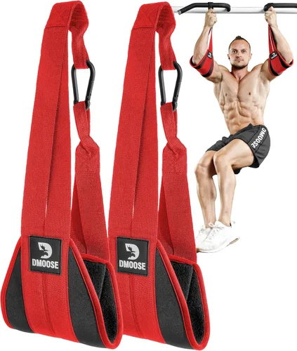 Vista 12 de DMoose Fitness Correas colgantes para abdominales para barra de dominadas y entrenamiento de fuerza central, correas de ejercicio acolchadas suaves