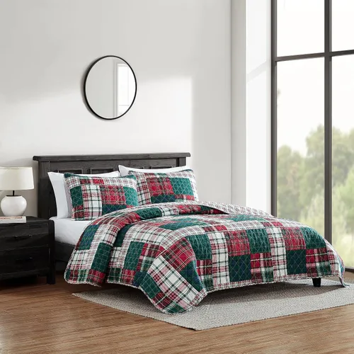 Vista 2 de Nautica - Juego de edredón individual, ropa de cama reversible de algodón con fundas a juego, juego de ropa de cama casual para todas las estaciones