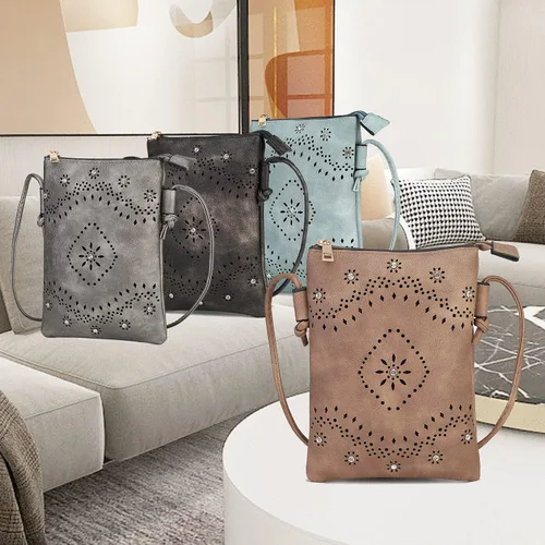 Vista 7 de MKF Collection Bolso cruzado para mujer, bolso cruzado de piel sintética, bolso pequeño de hombro lateral