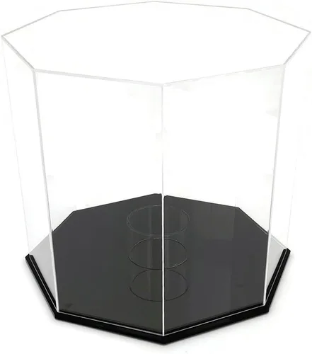 Vista 5 de OnDisplay Deluxe Octagon - Vitrina de baloncesto y balón de fútbol con protección UV, base negra